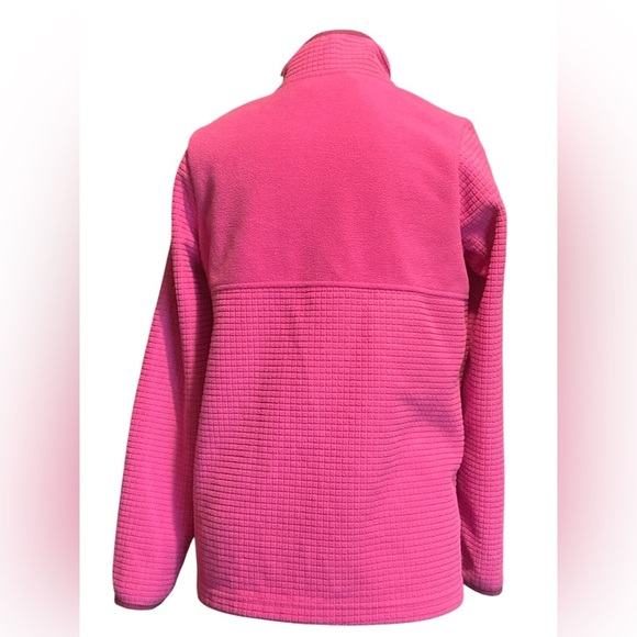Lands' End Fleece Jacket. Front pockets, contrasting burgundy colored zipper. - Picture 4 of 9